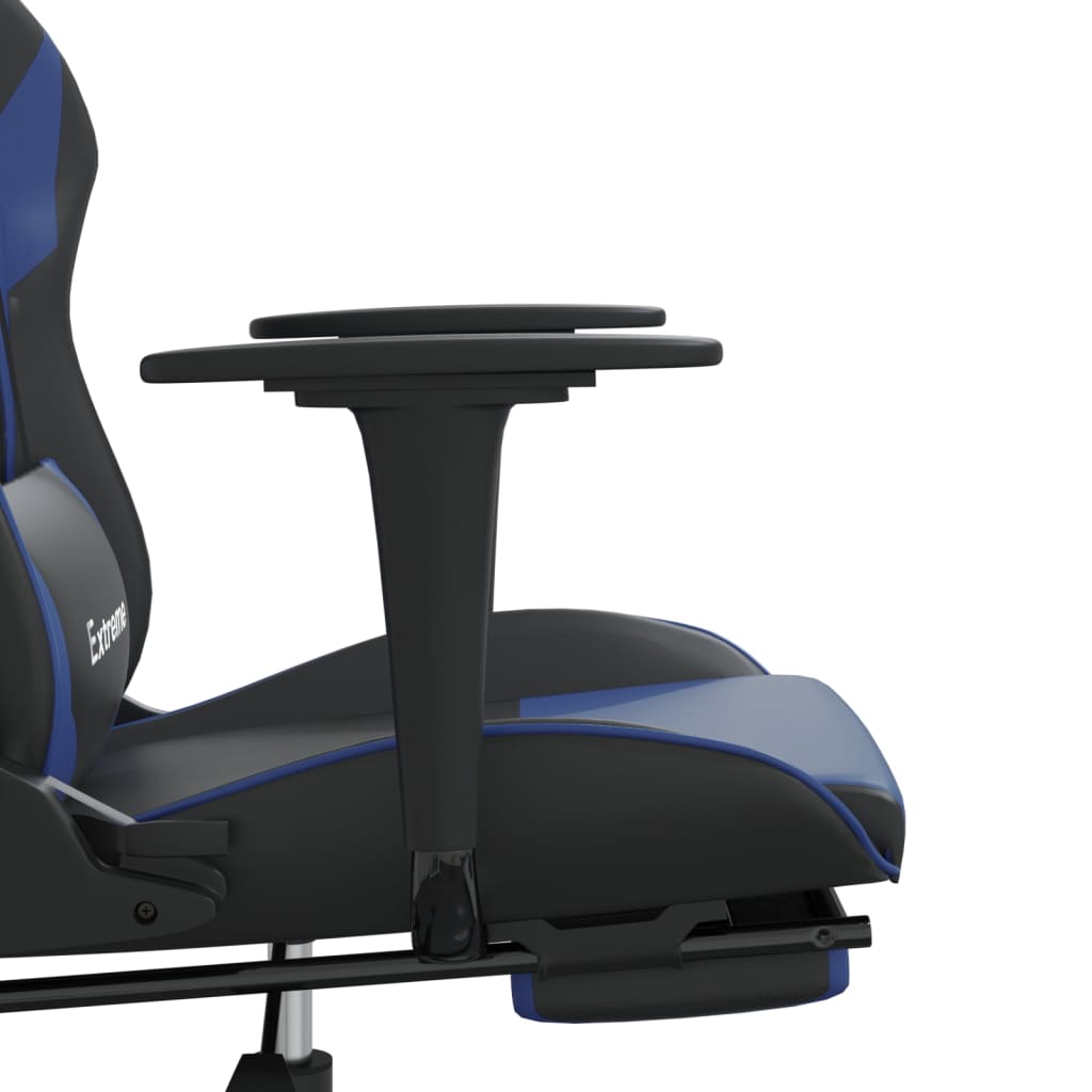 vidaXL Gaming-Stuhl mit Fußstütze Schwarz und Blau Kunstleder