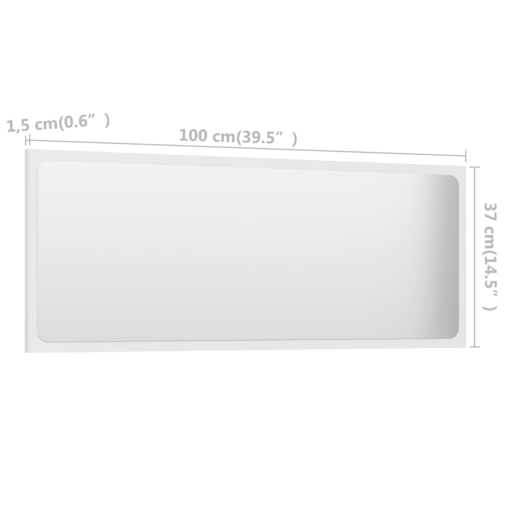 vidaXL Badspiegel Weiß 100x1,5x37 cm Holzwerkstoff