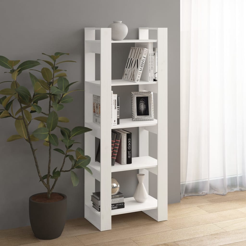 vidaXL Bücherregal/Raumteiler Weiß 60x35x160 cm Massivholz