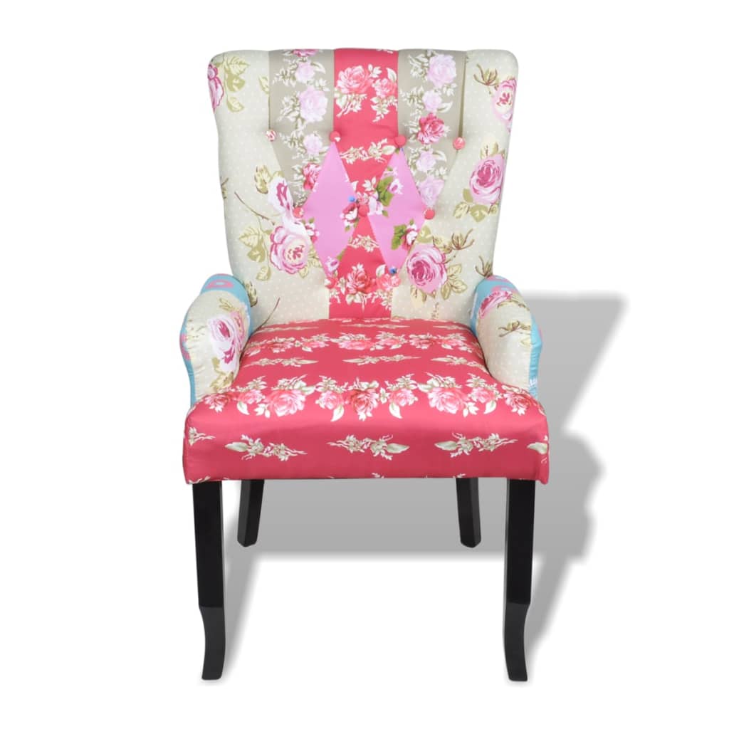 vidaXL Französischer Stuhl mit Patchwork-Design Stoff