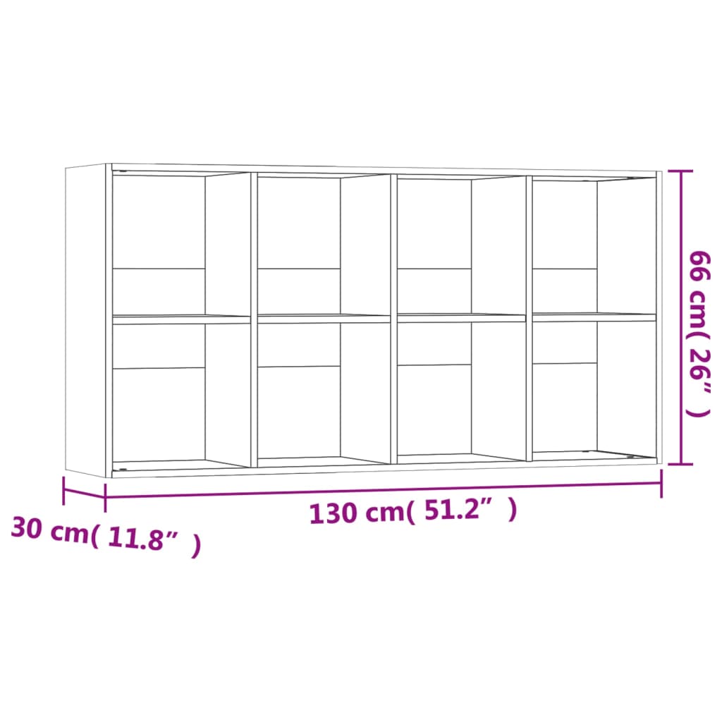 vidaXL Bücherregal/Sideboard Betongrau 66×30×130 cm Holzwerkstoff