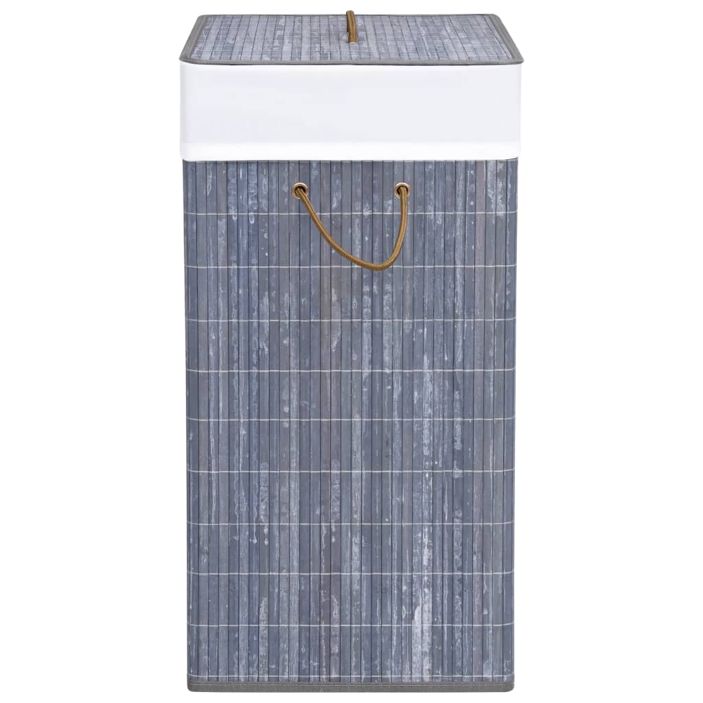 vidaXL Bambus-Wäschekorb mit 2 Fächern Grau 100 L