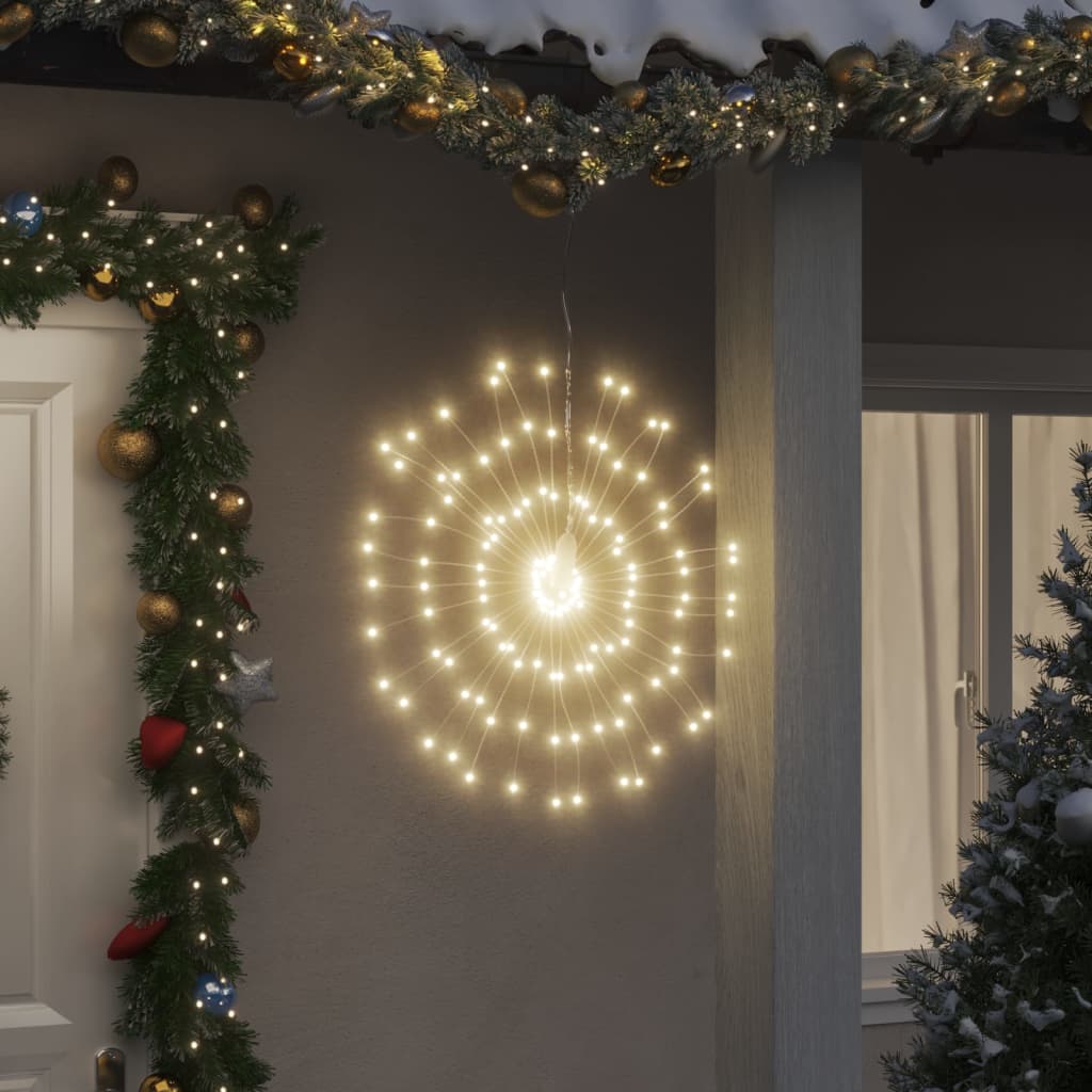vidaXL Weihnachtsbeleuchtungen Feuerwerk 2 Stk. 140 LEDs Warmweiß 17cm