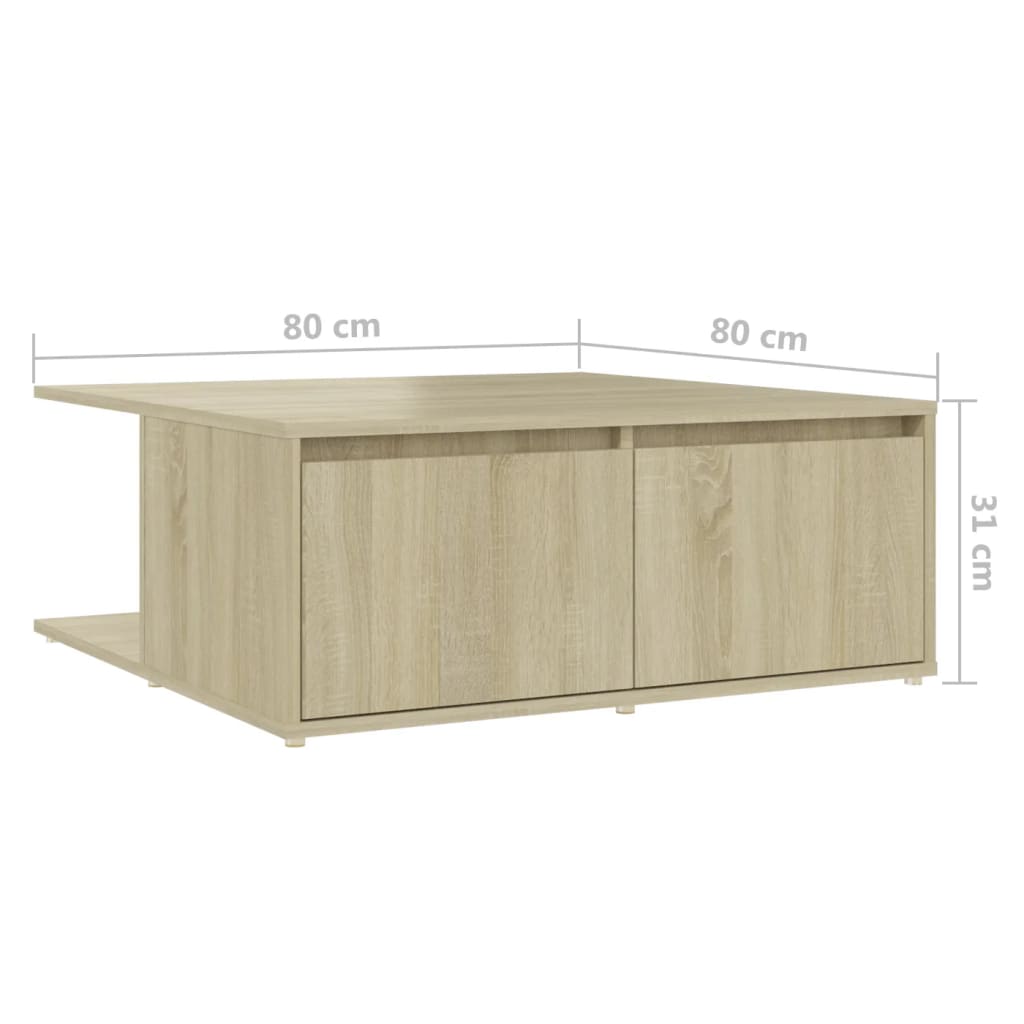 vidaXL Couchtisch Sonoma-Eiche 80x80x31 cm Holzwerkstoff