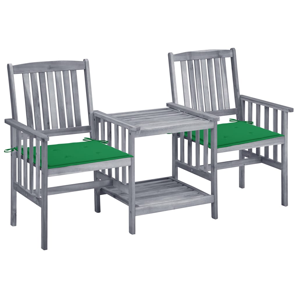 vidaXL Gartenstühle mit Teetisch und Kissen Massivholz Akazie