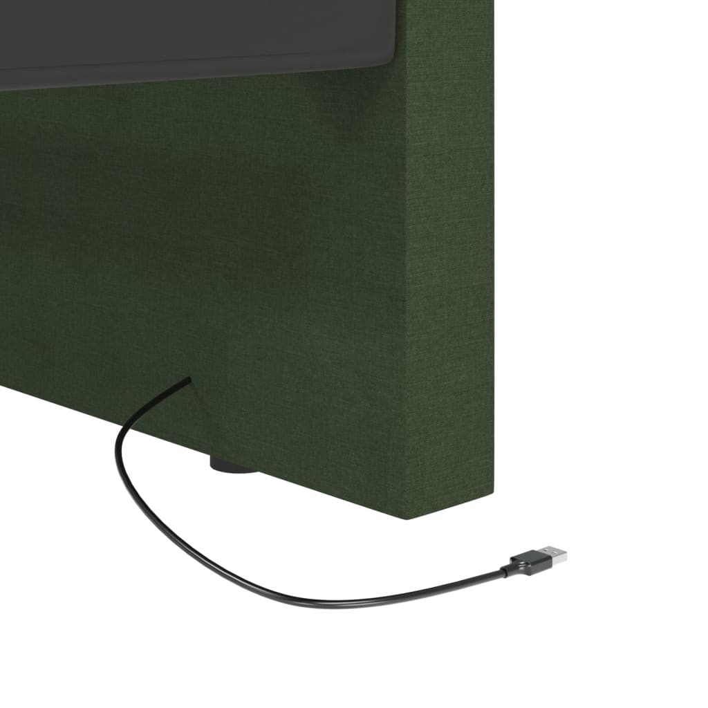 vidaXL Tagesbett mit Matratze USB Dunkelgrün Stoff 90x200 cm
