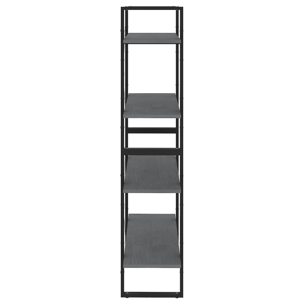 vidaXL Bücherregal 4 Fächer Grau 80x30x140 cm Kiefer Massivholz