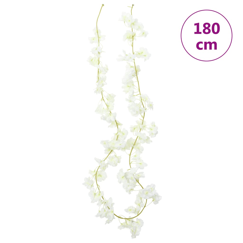 vidaXL Künstliche Blumengirlanden 6 Stk. Weiß 180 cm