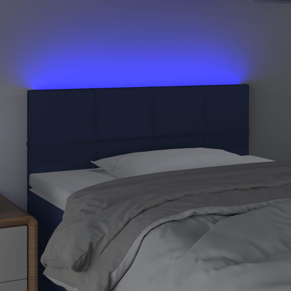 vidaXL LED Kopfteil Blau 90x5x78/88 cm Stoff