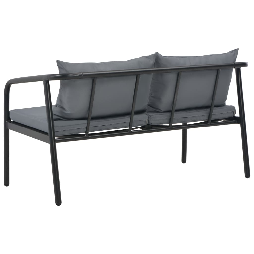 vidaXL 2-Sitzer-Gartenbank mit Auflagen Grau Aluminium
