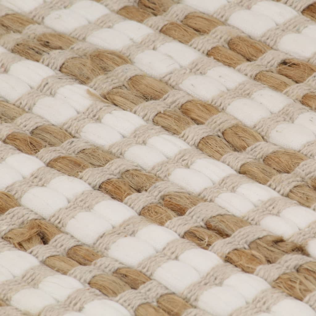 vidaXL Handgewebter Teppich Jute Stoff 120 x 180 cm Natur und Weiß