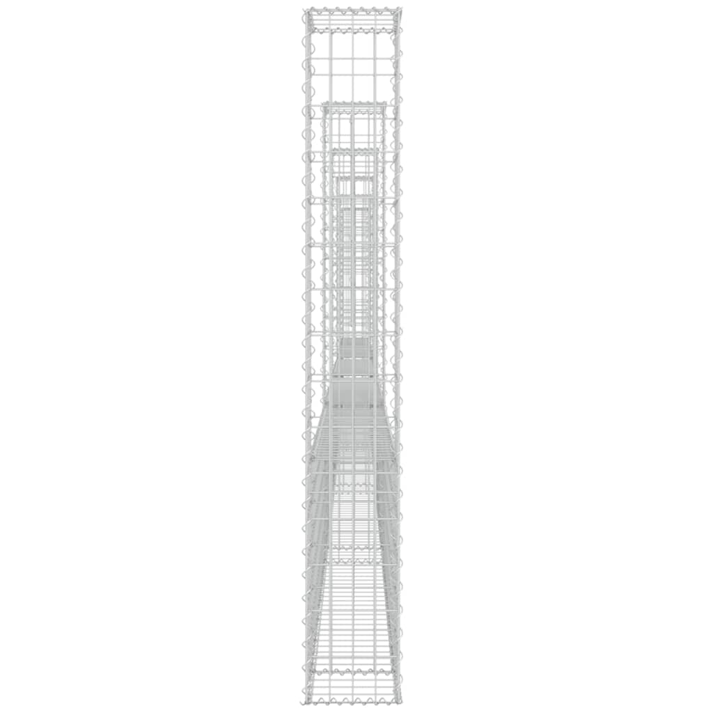 vidaXL Gabionenkorb U-Form mit 6 Säulen Eisen 620x20x150 cm