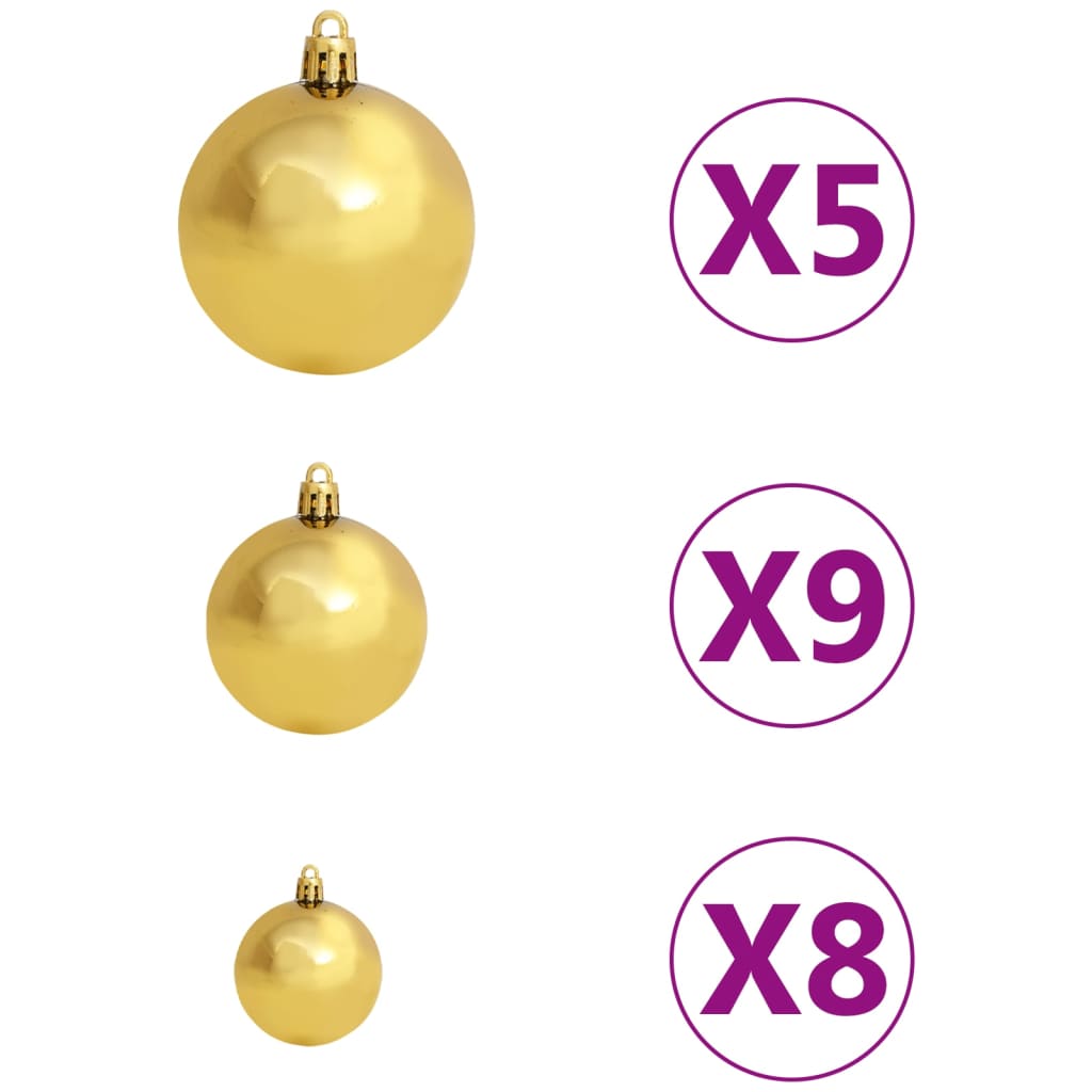 vidaXL Künstlicher Weihnachtsbaum mit Beleuchtung & Kugeln 150 cm