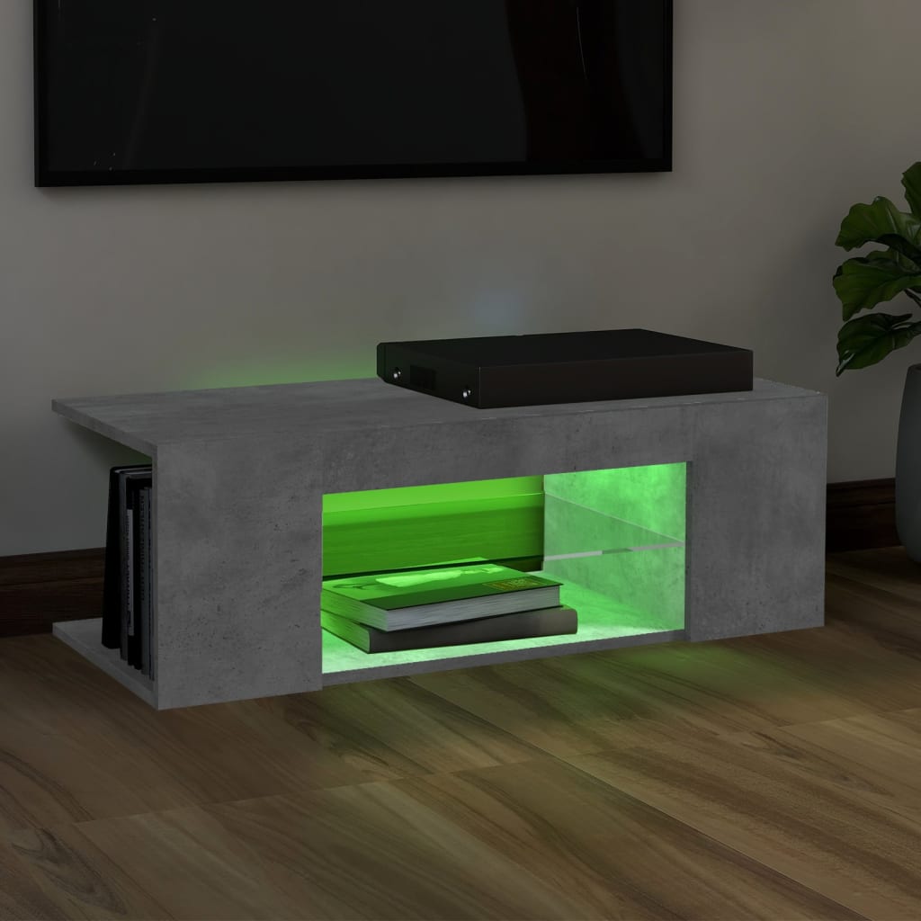 vidaXL TV-Schrank mit LED-Leuchten Betongrau 90x39x30 cm