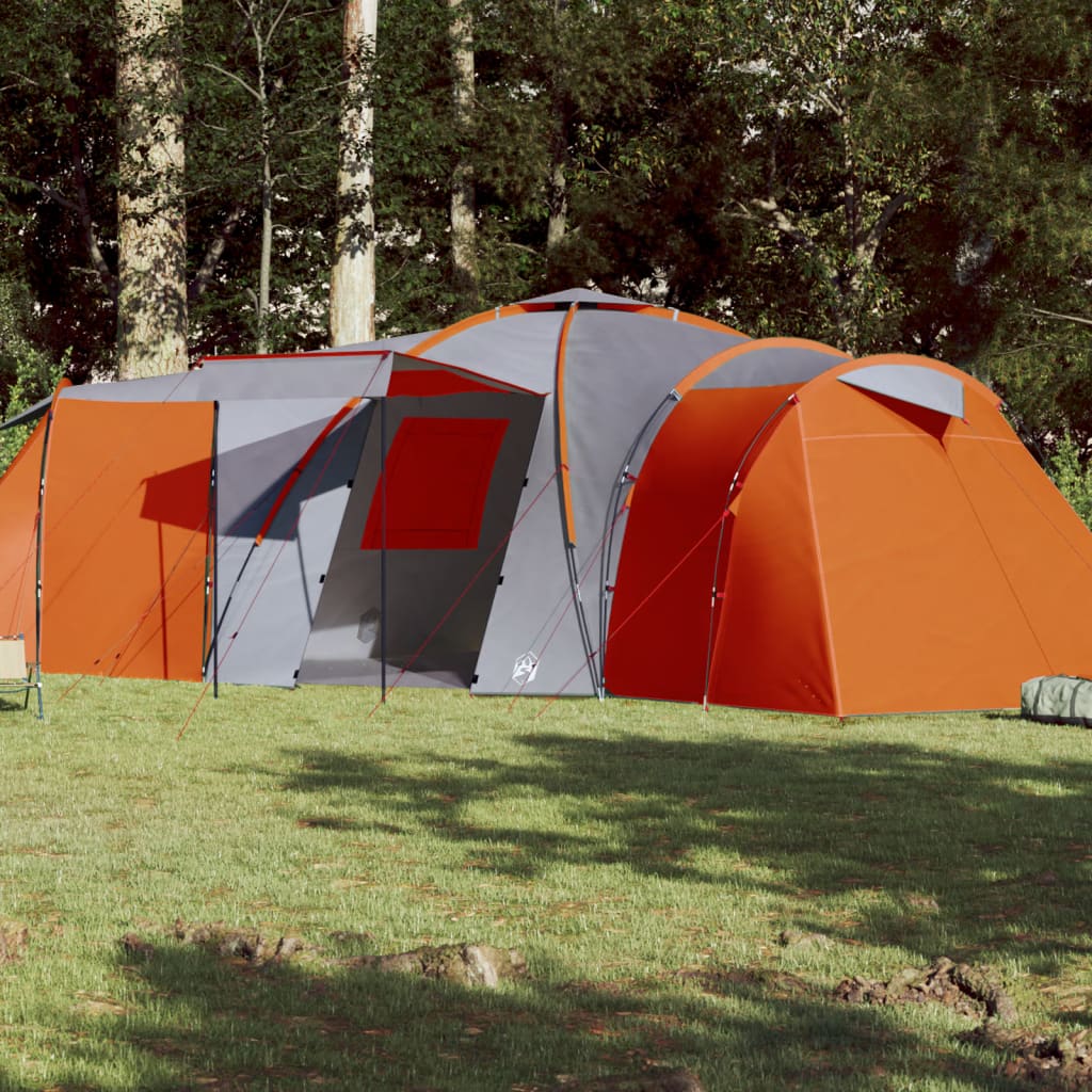 vidaXL Campingzelt 12 Personen Grau und Orange Wasserfest