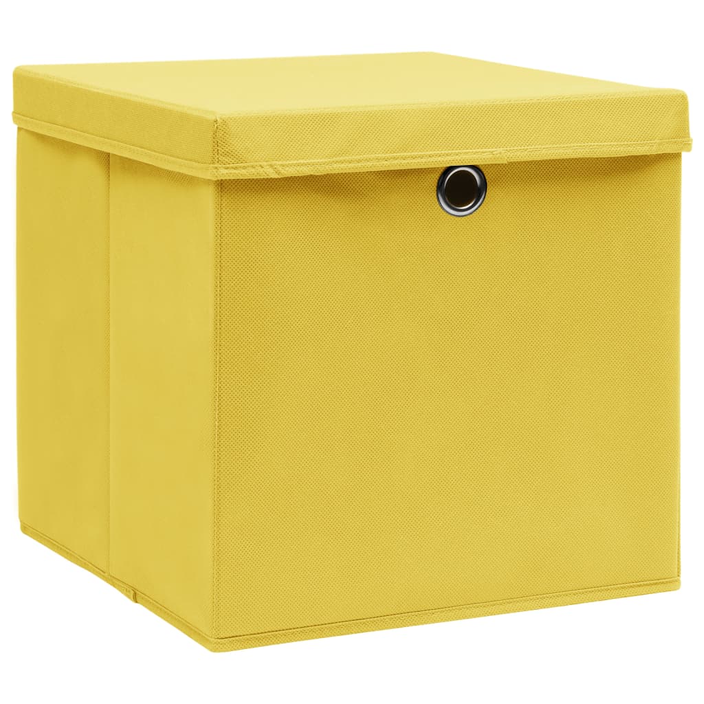 vidaXL Aufbewahrungsboxen mit Deckeln 4 Stk. Gelb 32x32x32 cm Stoff