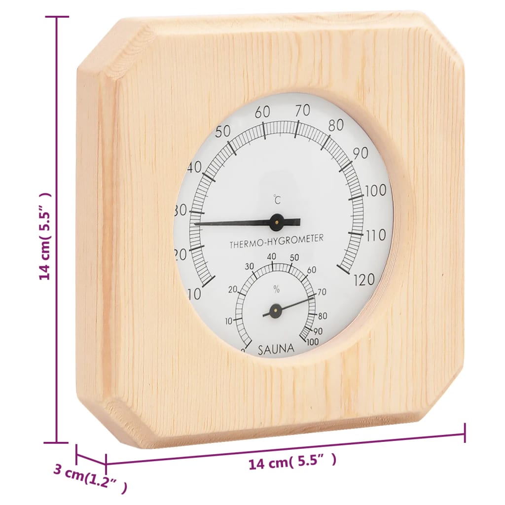 vidaXL 2-in-1 Sauna-Hygrothermograph und Sanduhr Set Massivholz Kiefer