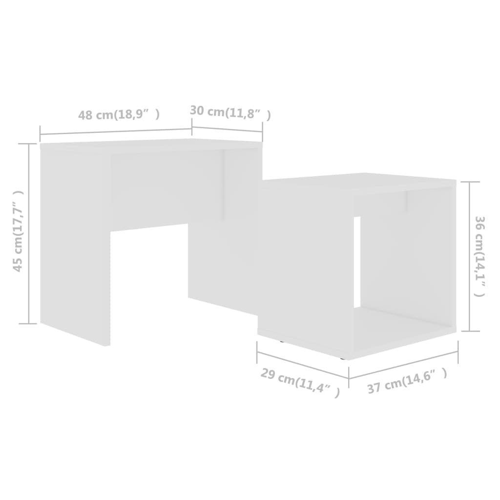 vidaXL Couchtisch-Set Weiß 48x30x45 cm Holzwerkstoff
