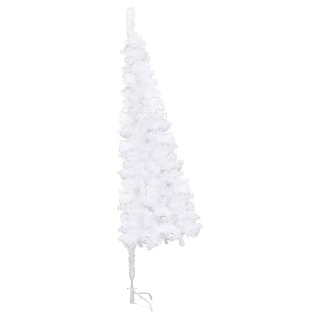 vidaXL Künstlicher Eck-Weihnachtsbaum mit Beleuchtung Weiß 150 cm PVC