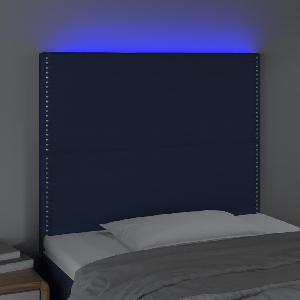 vidaXL LED Kopfteil Blau 90x5x118/128 cm Stoff