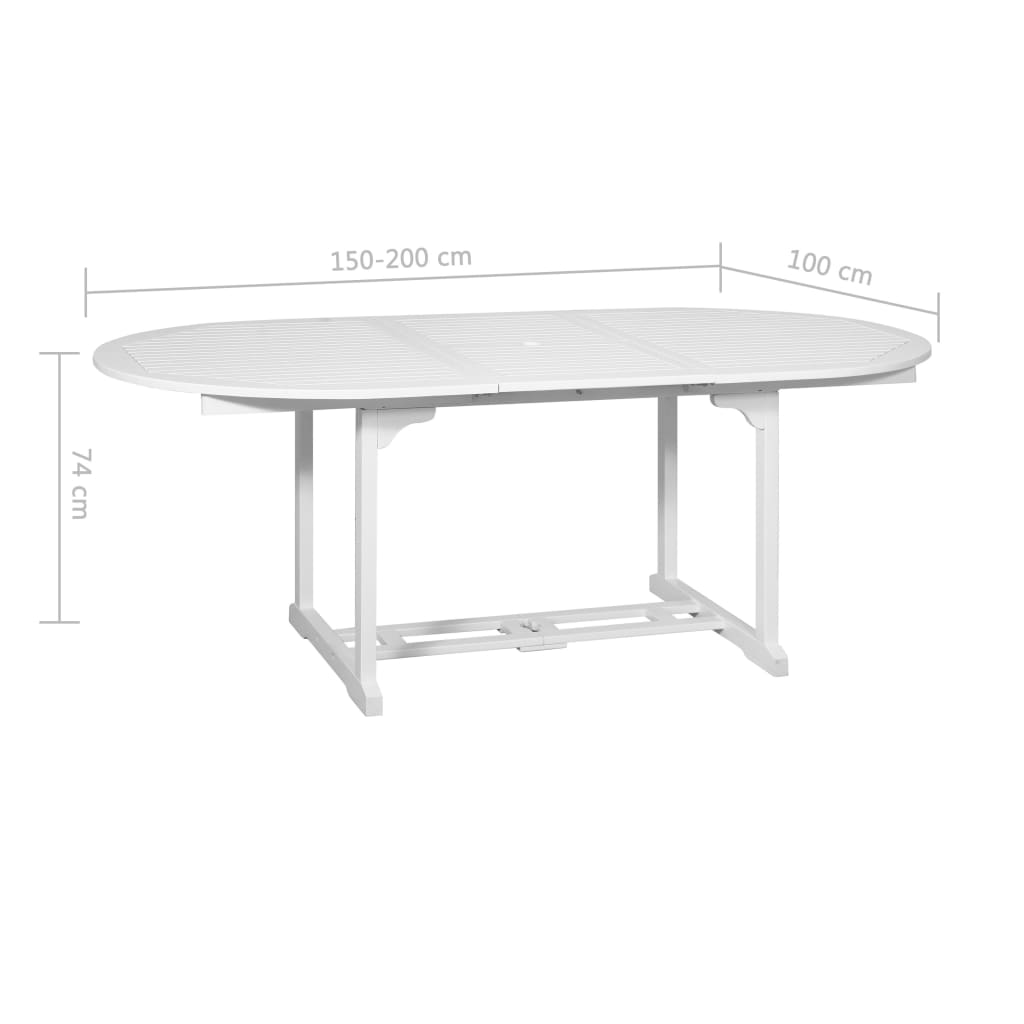 vidaXL 7-tlg. Outdoor-Essgarnitur Weiß mit ausziehbarem Tisch Holz