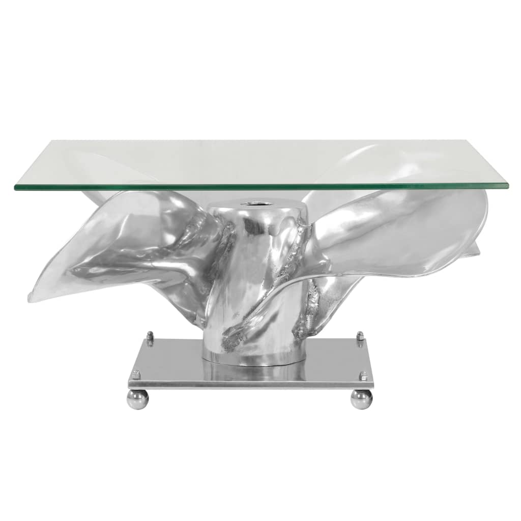 vidaXL Couchtisch Silbern 60x60x30 cm Aluminium und Gehärtetes Glas