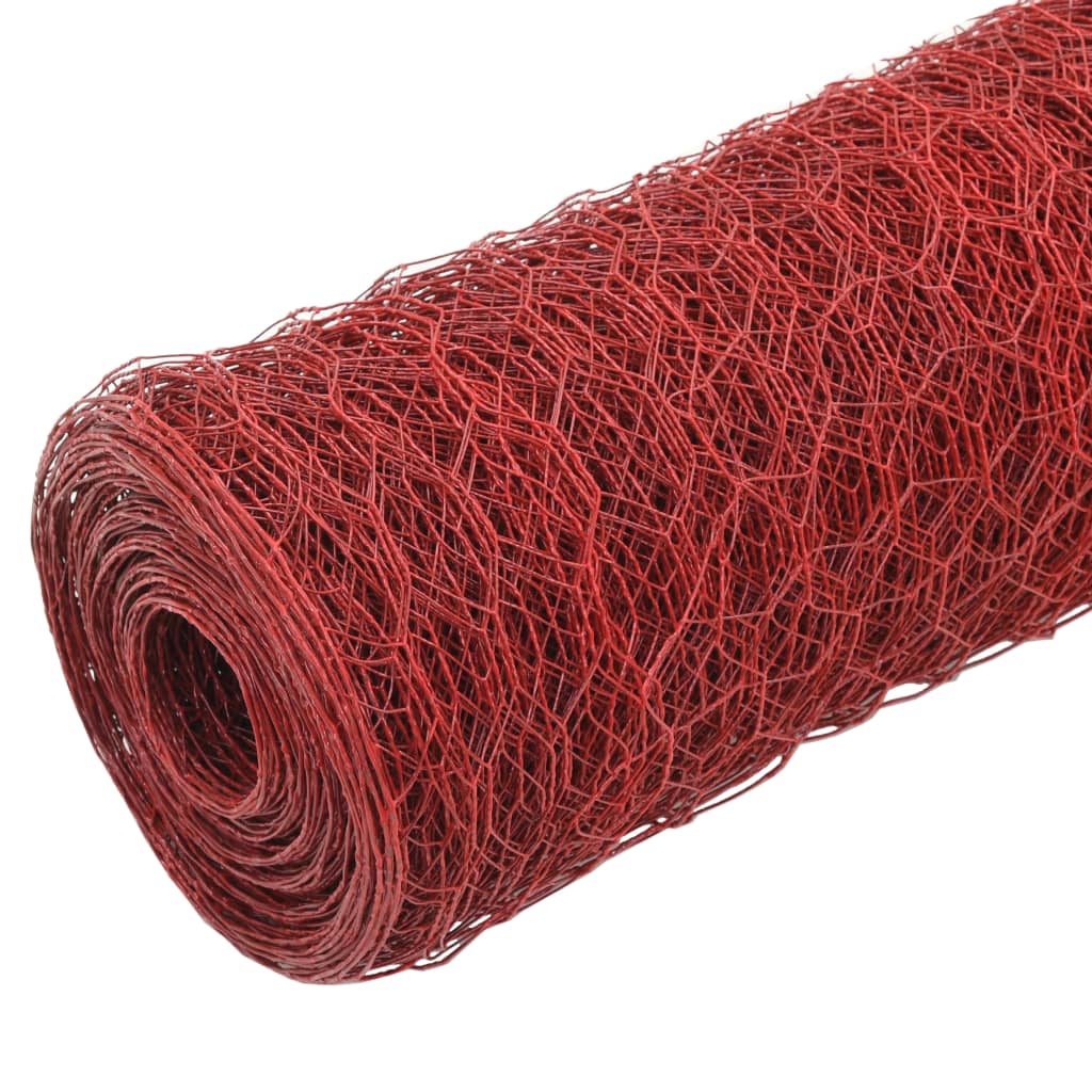 vidaXL Drahtzaun Stahl mit PVC-Beschichtung 25x0,75 m Rot