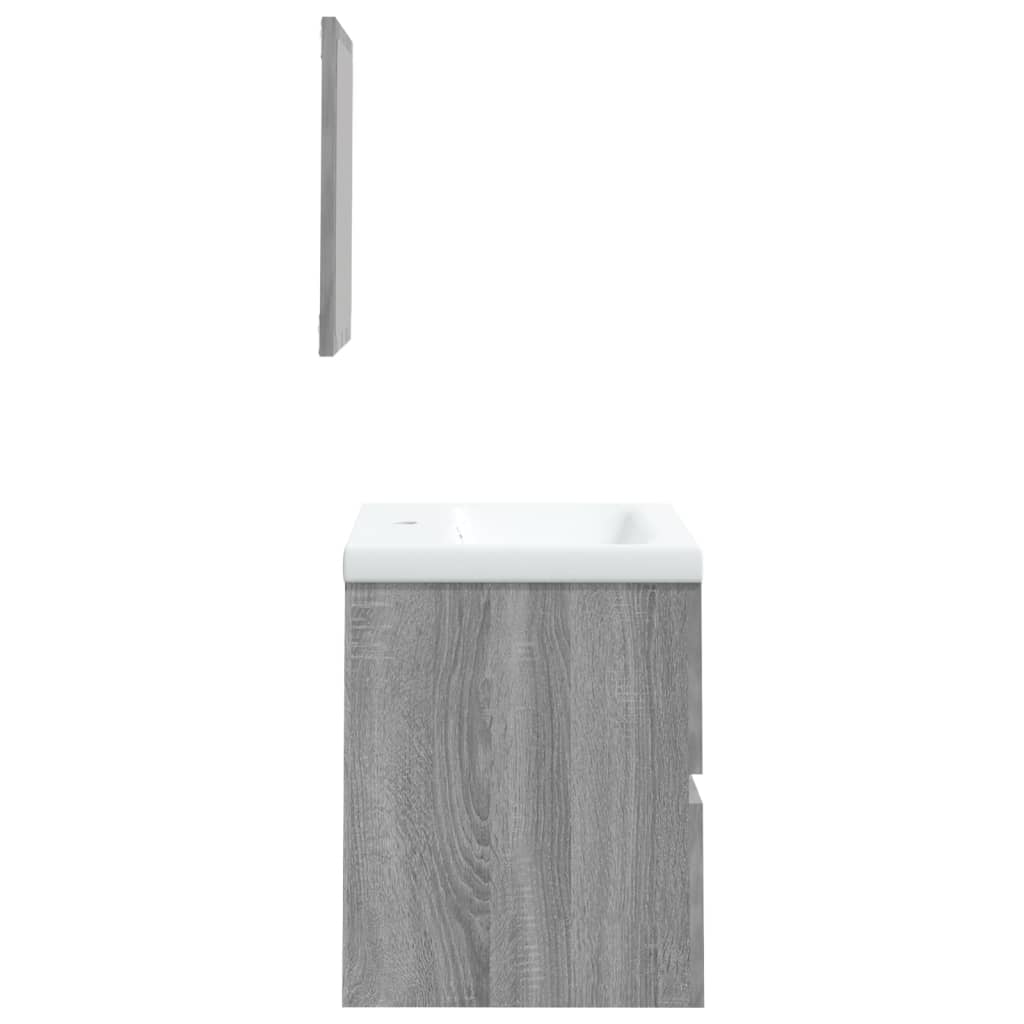 vidaXL Waschbeckenunterschrank mit Waschbecken Spiegel Grau Sonoma