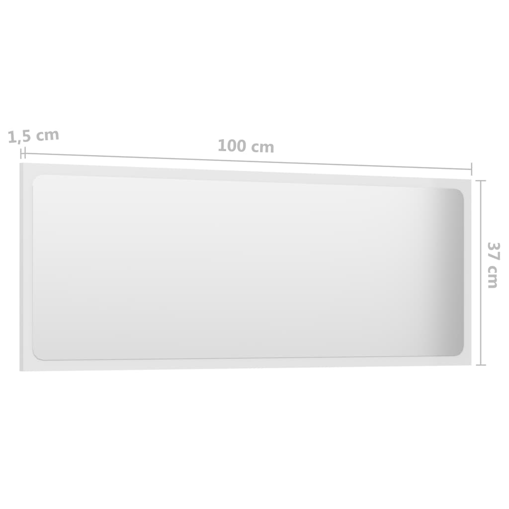 vidaXL Badspiegel Hochglanz-Weiß 100x1,5x37 cm Holzwerkstoff
