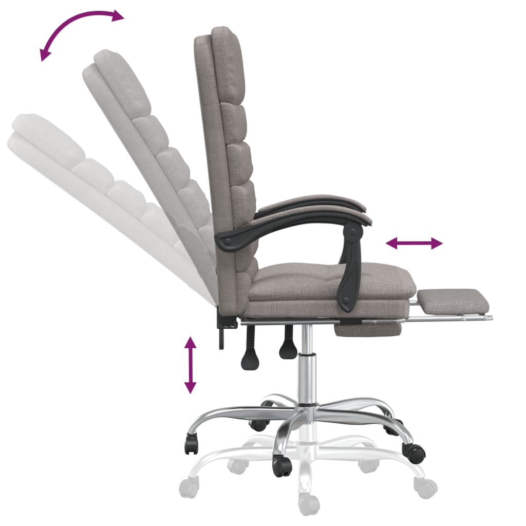 vidaXL Bürostuhl mit Massagefunktion Taupe Stoff
