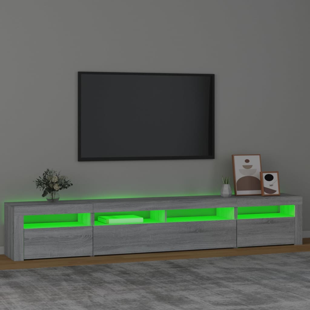 vidaXL TV-Schrank mit LED-Leuchten Grau Sonoma 240x35x40 cm