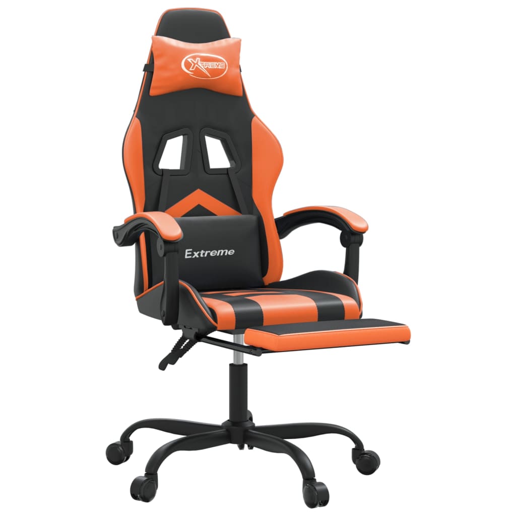vidaXL Gaming-Stuhl mit Fußstütze Drehbar Schwarz & Orange Kunstleder