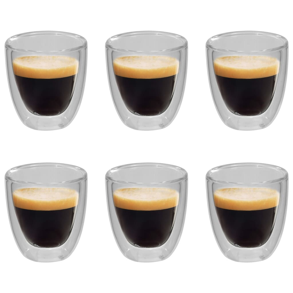vidaXL Doppelwandiges Thermoglas für Espresso 6 Stk. 80 ml