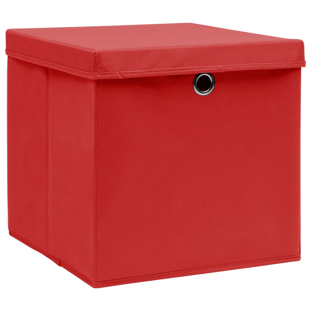 vidaXL Aufbewahrungsboxen mit Deckeln 10 Stk. Rot 32x32x32 cm Stoff