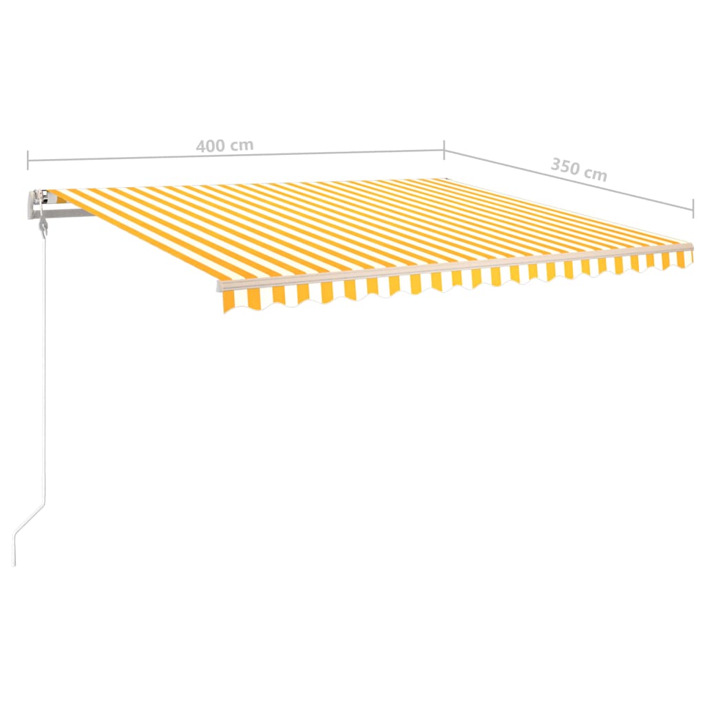 vidaXL Markise Manuell Einziehbar mit LED 4x3,5 m Gelb und Weiß