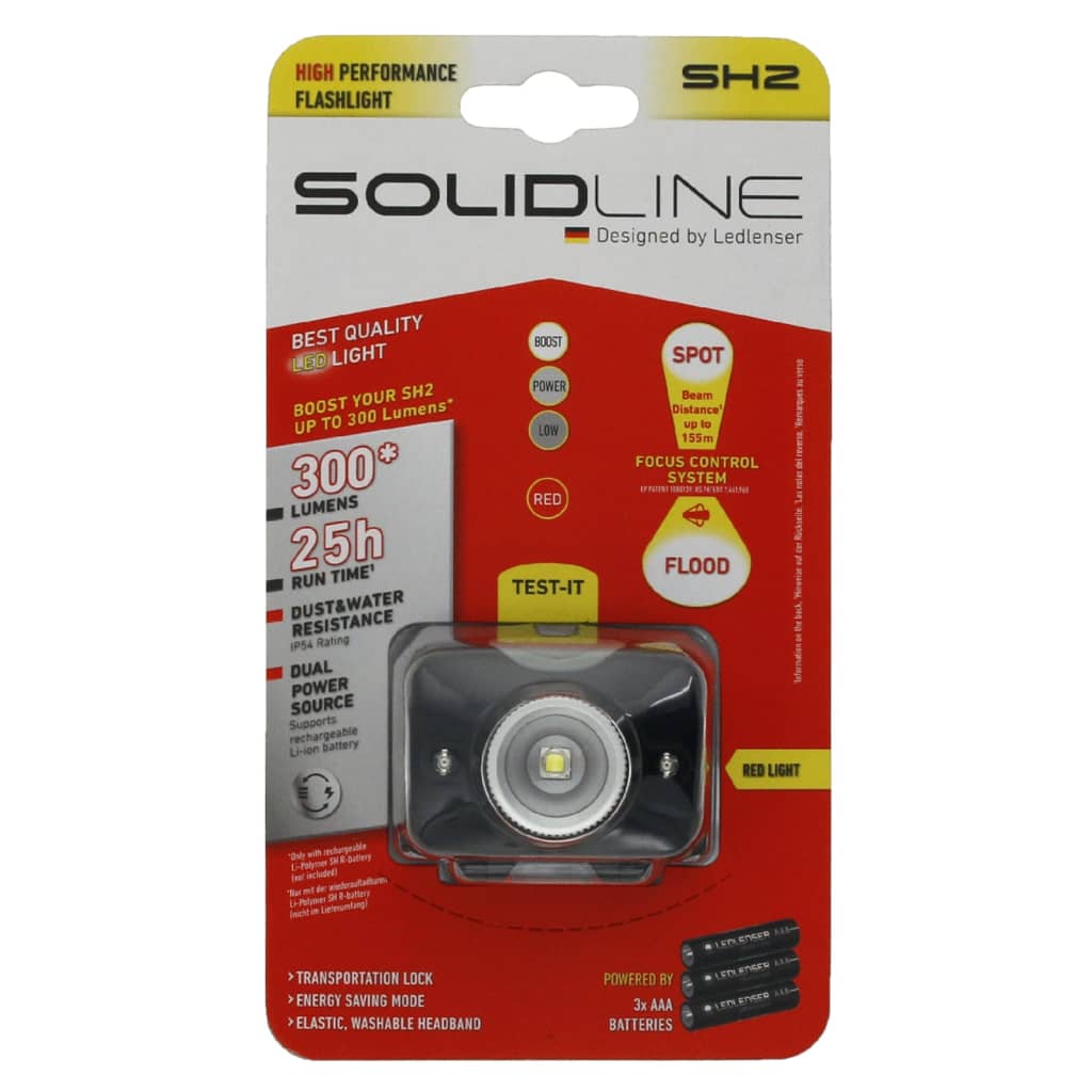 SOLIDLINE LED-Stirnlampe SH2 300 lm Rotlicht