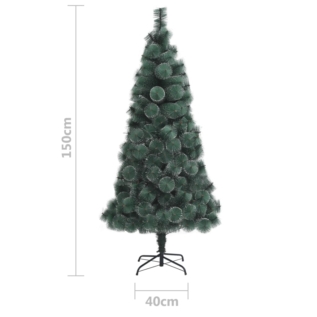 vidaXL Künstlicher Weihnachtsbaum LEDs & Kugeln Grün 150 cm PVC & PE