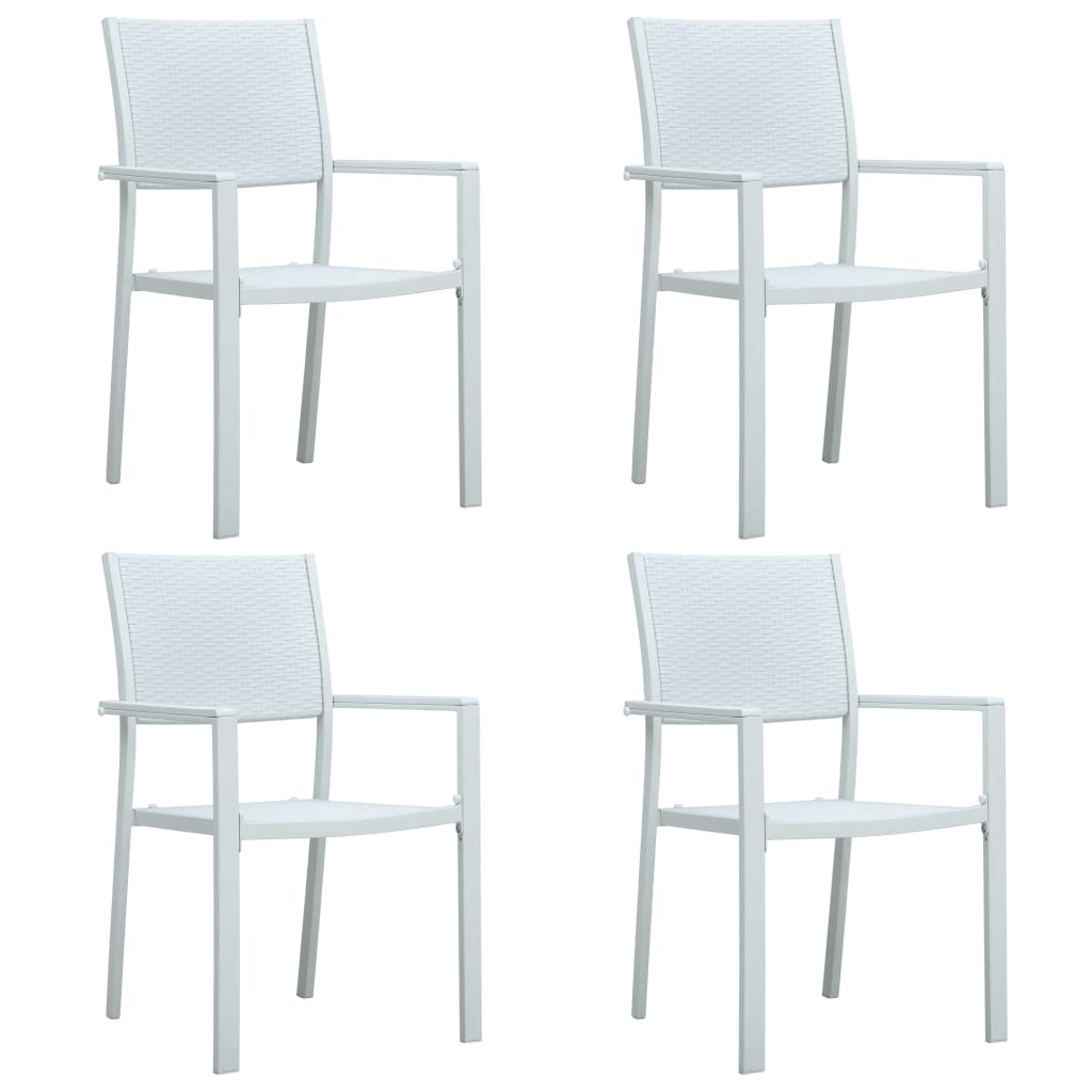 vidaXL Gartenstühle 4 Stk. Weiß Kunststoff Rattan-Optik