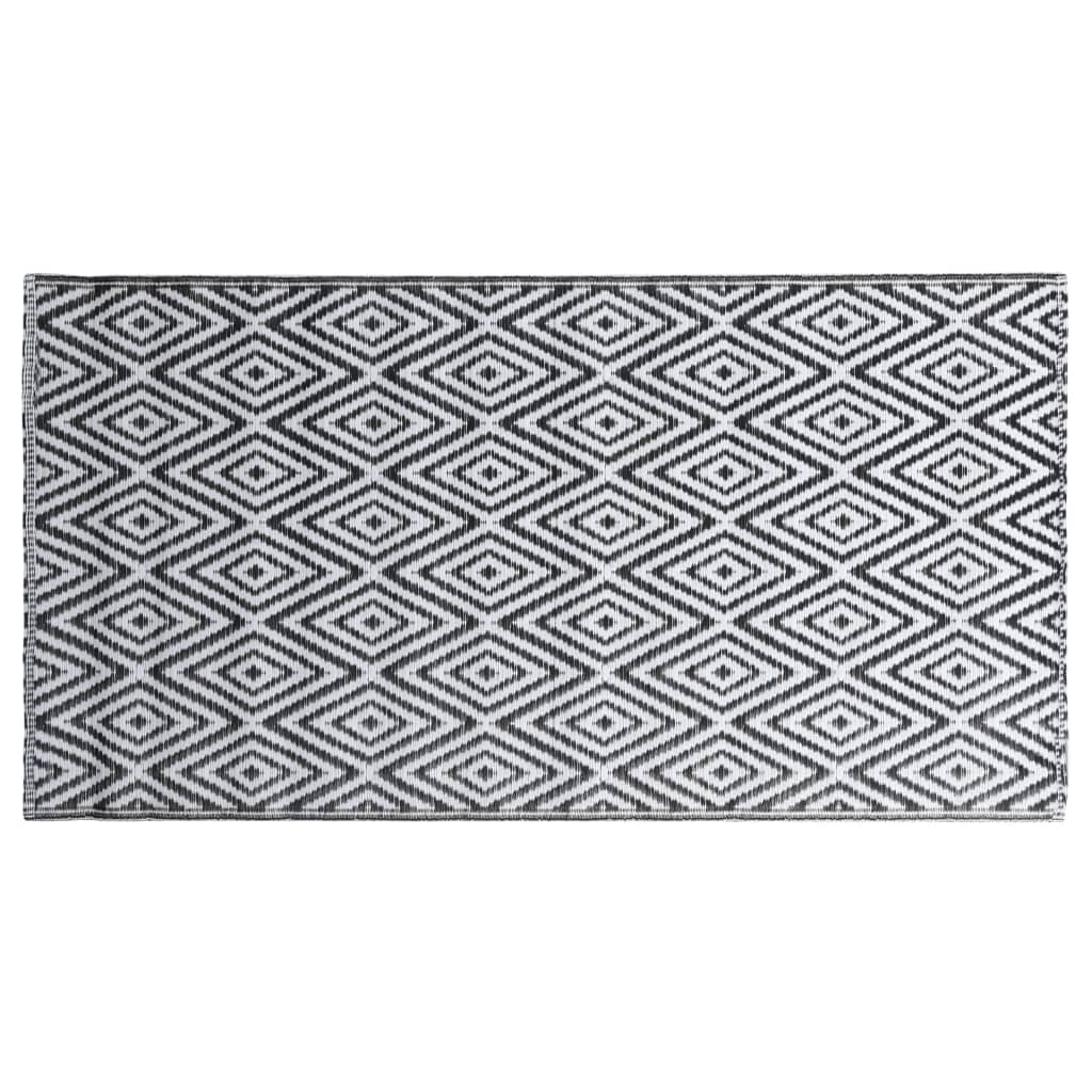 vidaXL Outdoor-Teppich Weiß und Schwarz 160x230 cm PP