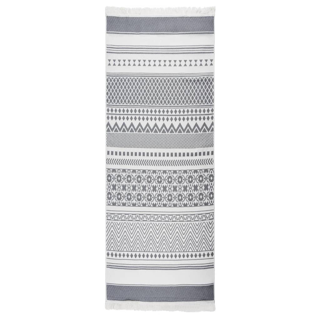 vidaXL Teppich Grau und Weiß 100x300 cm Baumwolle