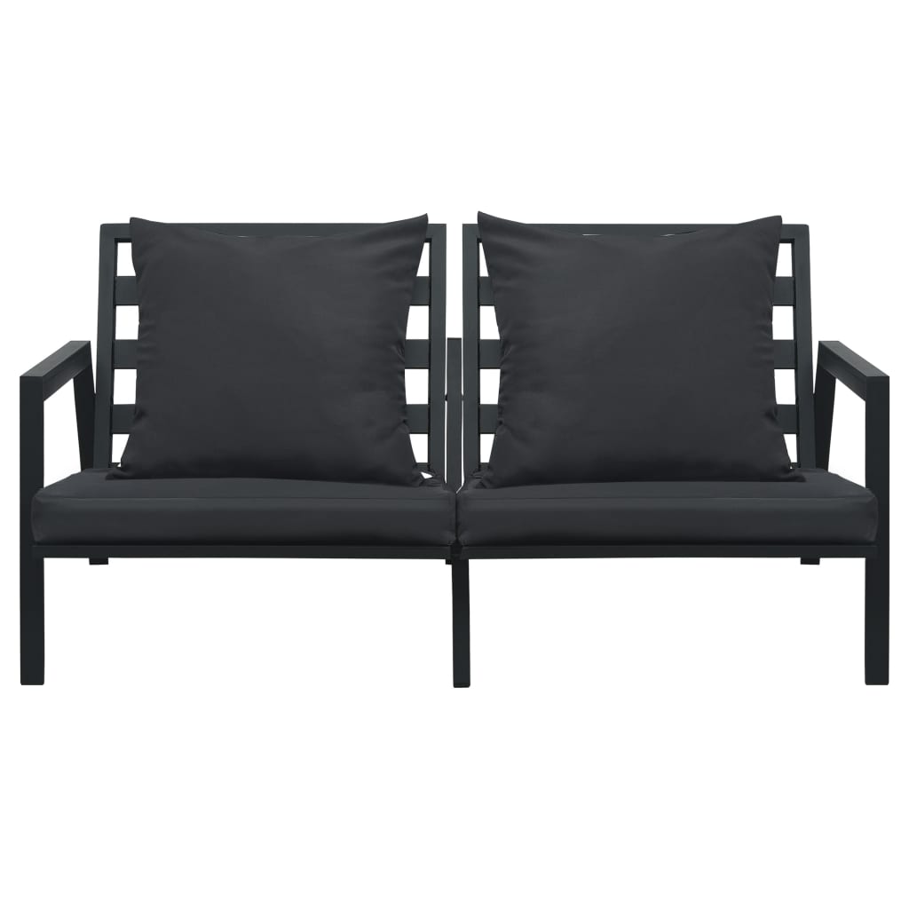 vidaXL 2-Sitzer-Gartensofa mit Auflagen Dunkelgrau Aluminium