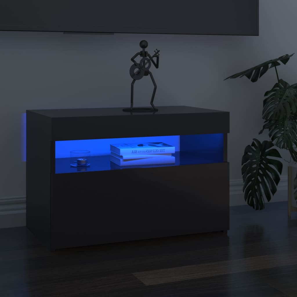 vidaXL TV-Schrank mit LED-Leuchten Hochglanz-Grau 60x35x40 cm