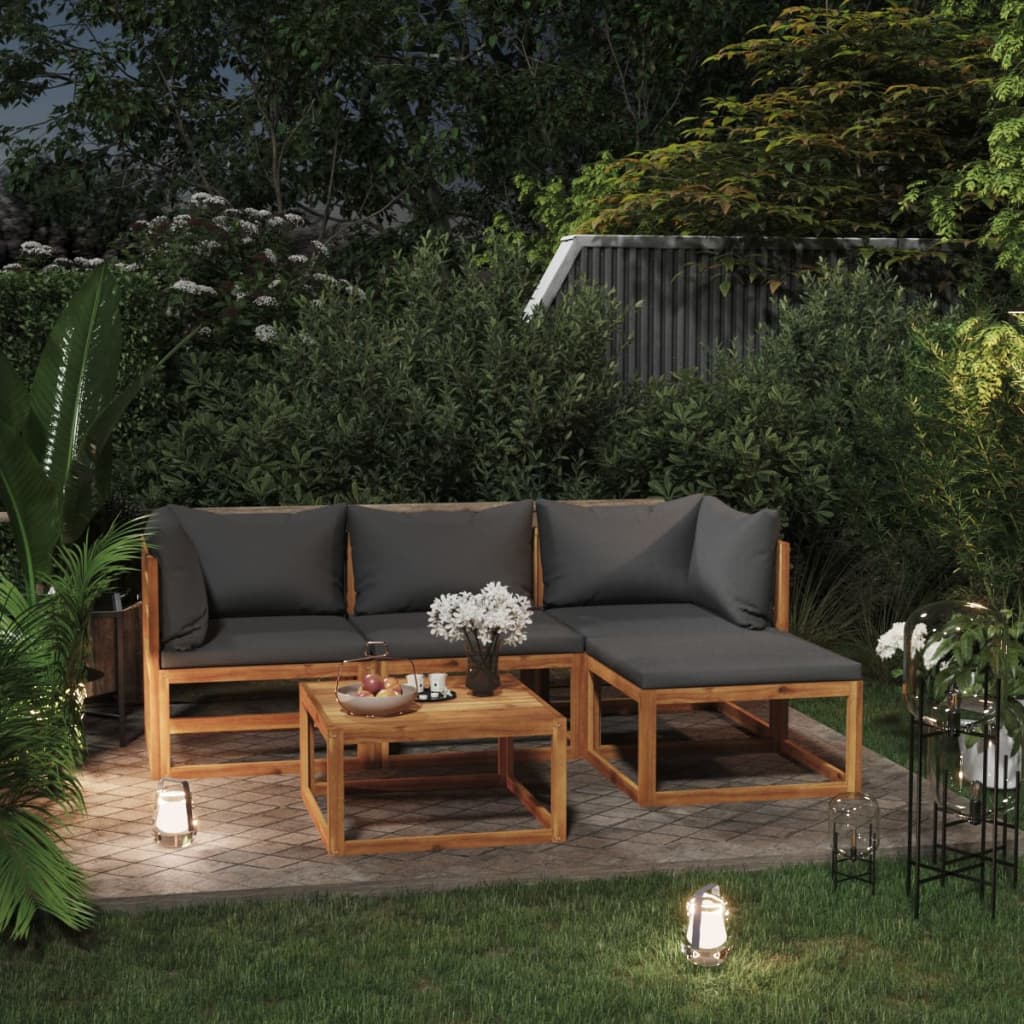 vidaXL 5-tlg. Garten-Lounge-Set mit Auflage Massivholz Akazie