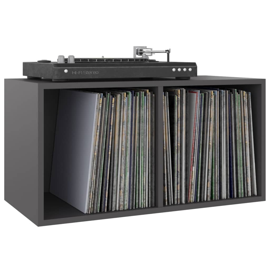 vidaXL Schallplatten-Aufbewahrungsbox Grau 71x34x36 cm Holzwerkstoff