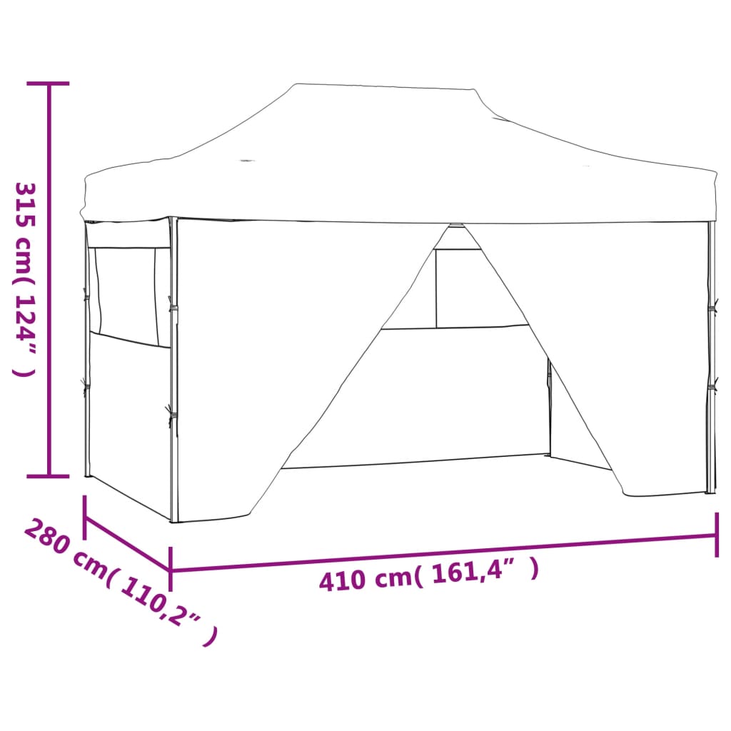 vidaXL Profi-Partyzelt Faltbar mit 4 Seitenwänden 3×4m Stahl Weiß