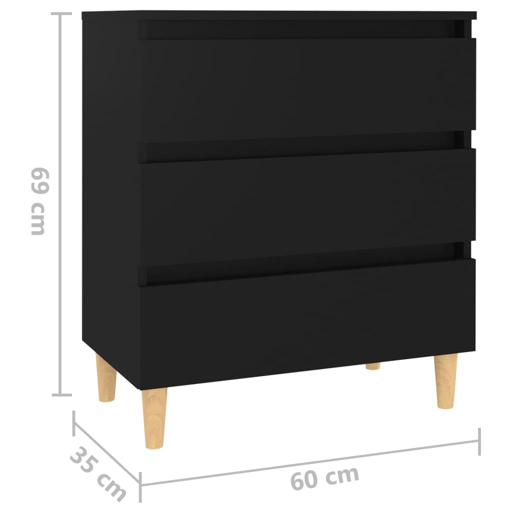 vidaXL Sideboard Schwarz 60x35x69 cm Holzwerkstoff