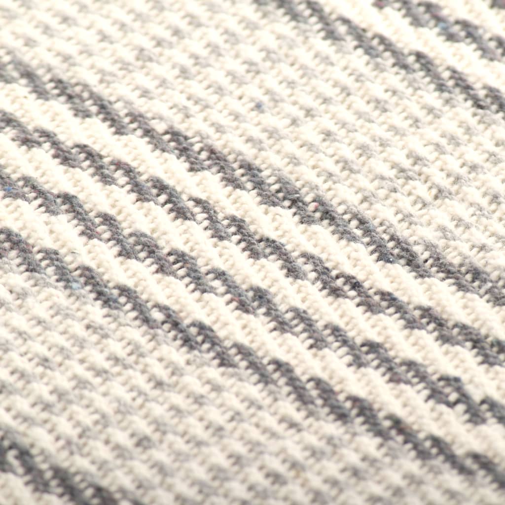 vidaXL Überwurf Baumwolle Streifen 220x250 cm Grau und Weiß