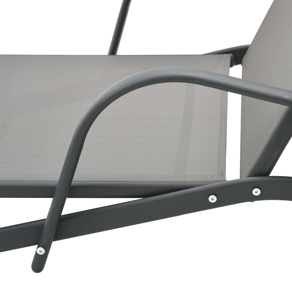 vidaXL Sonnenliegen 2 Stk. mit Tisch Textilene und Stahl