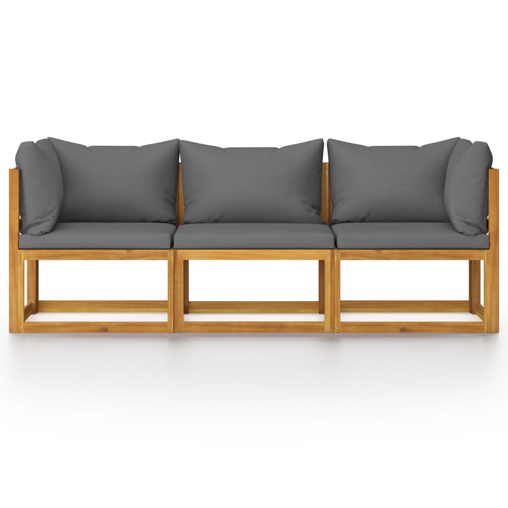 vidaXL 3-Sitzer-Gartensofa mit Auflage Akazie Massivholz