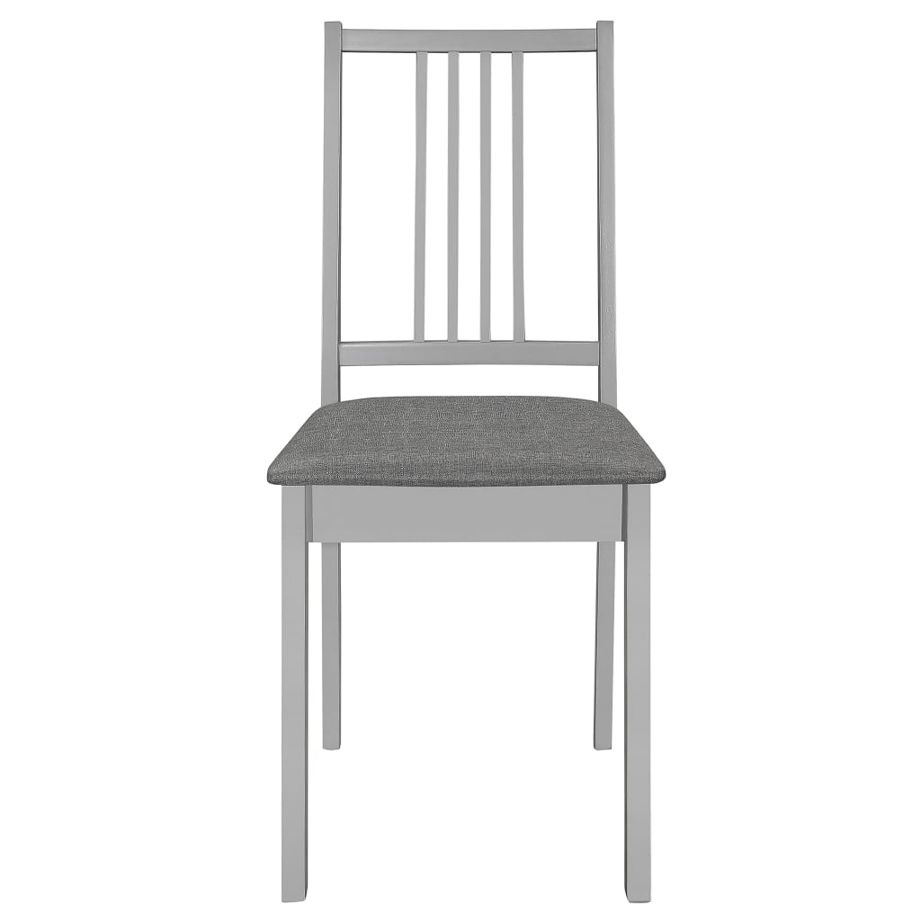 vidaXL Esszimmerstühle mit Polstern 4 Stk. Grau Massivholz